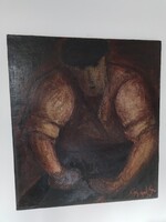 Hatalmas méretű, régi francia vagy belga festmény, jelzett, gyűjtői hagyatėkból.