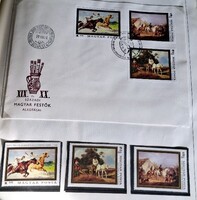 FDC, elsőnapi boríték és 3 db elsőnapi postatiszta bélyeg,XIX.és XX. századi Magyar festők alkotásai