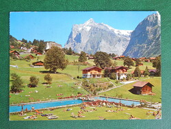 Képeslap Svájc 1977. Grindelwald - Magashegyi strand "Hellbach" a Wetterhorn hegycsúccsal