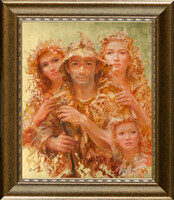Kárpáti József: Mazzo - keretezve: 70x60cm - alkotás: 60x50cm - 2307/012