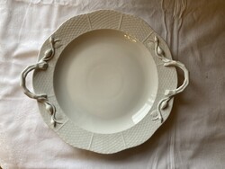 Herendi fehér porcelán füles kinálótál 33cm