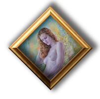 Kárpáti József: Nyári emlék  - keretezve: 60x60cm - alkotás: 50x50cm - KJ23/756M