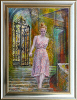Kárpáti József: A kapu  - keretezve: 80x60cm - alkotás: 70x50cm - KJ23/763M