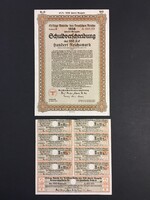 Német (Náci) Birodalmi Kötvény 100 Birodalmi Márka 1938.