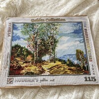 Nyírfák gobelin kép fa alap kereten, kihímzett állapotban - már csak kereteztetni kell!
