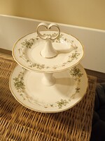 Hollóházi porcelán emeletes torta tál kínáló