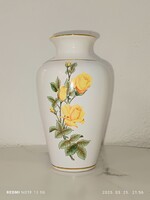 AKCIÓS – Vajda Kerámia váza sárga rózsákkal – gyönyörű kézzel festett magyar porcelán!