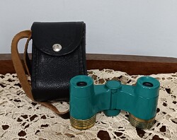 Retro Orosz türkiz színű távcső - színházi látcső eredeti tartójában
