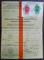 Lőszer és Robbantószer vásárlási engedély (Máramarossziget, 1944) illetékkel