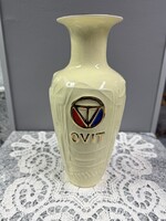 Zsonay Török János porcelán váza "OVIT" felirattal