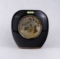 1U957 Aranyozott Japán Chokin kerámia váza 24K Gold 18 cm