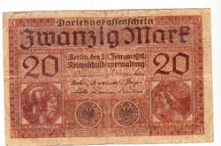 Németország 20 papírmárka 1918 FA