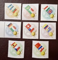 Labdarúgó Világbajnoság, Chile 8 db postatiszta bélyeg,UNC, Első tulajdonostól. Hibátlan. 1962.