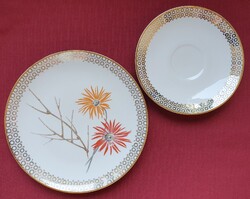 Winterling Marktleuthen Bavaria német porcelán reggeliző tányérpár csészealj kistányér tányér hiányo