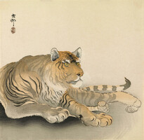 Ohara Koson Tigris japán fametszet reprodukció shin hanga ázsiai vászon nyomat vászonkép vintage kép
