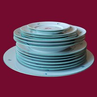 Herendi bécsi rózsás porcelán tányérkészlet Tertia jelöléssel
