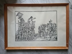 Gácsi Mihály (1926 - 1987) Az igehirdető. Linómetszet Inke László hagyatékából