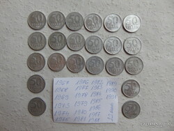 22 darab alumínium 50 fillér LOT ! Mind más évszám
