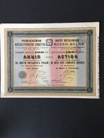 Orosz-Belga Fémipari Vállalat Részvény 250 Rubel 1895.