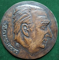 Percz János: Ortutay Gyula egyedi dombormű, relief, plakett, 124 mm