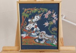 (FBL5) Festett keleti kép  27x32 cm kerettel
