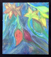 Gyenes Gitta : Egzotikus  virágok.   80 cm X 90 cm