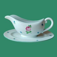 Herendi bécsi rózsás porcelán szószos-mártásos tál Tertia jelöléssel