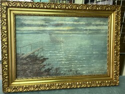 Benedek György - Balatoni stég vitorlásokkal..54x80cm+k