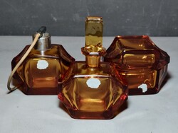 Art Deco borostyán színű pipere szett 3 db kristály ALKUDHATÓ
