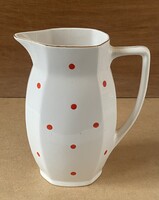 GRÁNIT PORCELÁN FÜLES KANCSÓ, PIROS PÖTTYÖS DÍSZÍTÉSSEL 26.2 CM