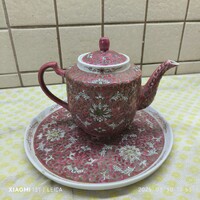 Repesztett mázas kerámia kancsó +tálca  eladó!