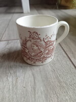 Antik porcelán brit uralkodási emlékpohár (7x9x6,9 cm)