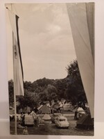 Régi képeslap Balatonföldvár, kemping a Balaton partján 1960-as évek