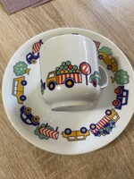 Retro alföldi autós tányér és csésze, hibátlan.
