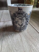 Antik brit királyi koronázási porcelán emlékpohár (1902)