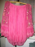 Selyem tartalmú felső, tunika, pink