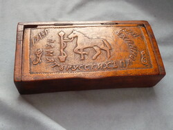 1.vh orosz hadifogoly munka trench art faragott fa doboz háborús emlék népművészeti faragással
