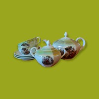Union porcelán teáskészlet jelenetes díszítéssel