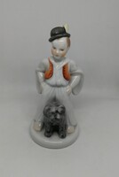 Herendi porcelán fiú puli kutyával!