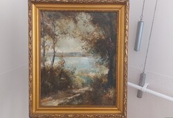 (K) Gyönyörű tájképfestmény (Hunyadi Gábor ?) 50x60 cm kerettel.