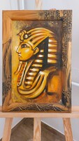 (FBL1) Gyönyörű szignózott egyiptomi festmény 37x54 cm kerettel