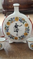 Hollóházi porcelán kulacs 4 db kupicával
