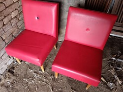 2 db. retro klub , sky piros műbőr szék