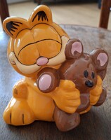 Nagyméretű Garfield persely barátjával cin - cinnel  16 cm x 14 cm x 14 cm