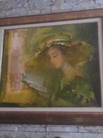 Budai Laszlo. Olvaso lany.-80×60-kerettel.