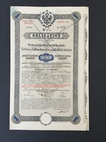 Ausztria Osztrák Közlekedési Vállalkozások és Közmunkák Hitelintézete Kötvény 10000 Korona 1912.