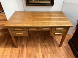 Art deco natúr tölgy íróasztal rejtett zárral