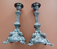 Jakubowski & Jarra Krakkó - Lengyelország, pár barokk gyertyatartó oroszlánokkal, 1900-ból
