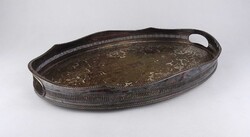 1U368 Antik angol ezüstözött Sheffield tálca 33 x 46.5 cm
