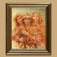 Kárpáti József: Mazzo - keretezve: 70x60cm - alkotás: 60x50cm - 2307/012